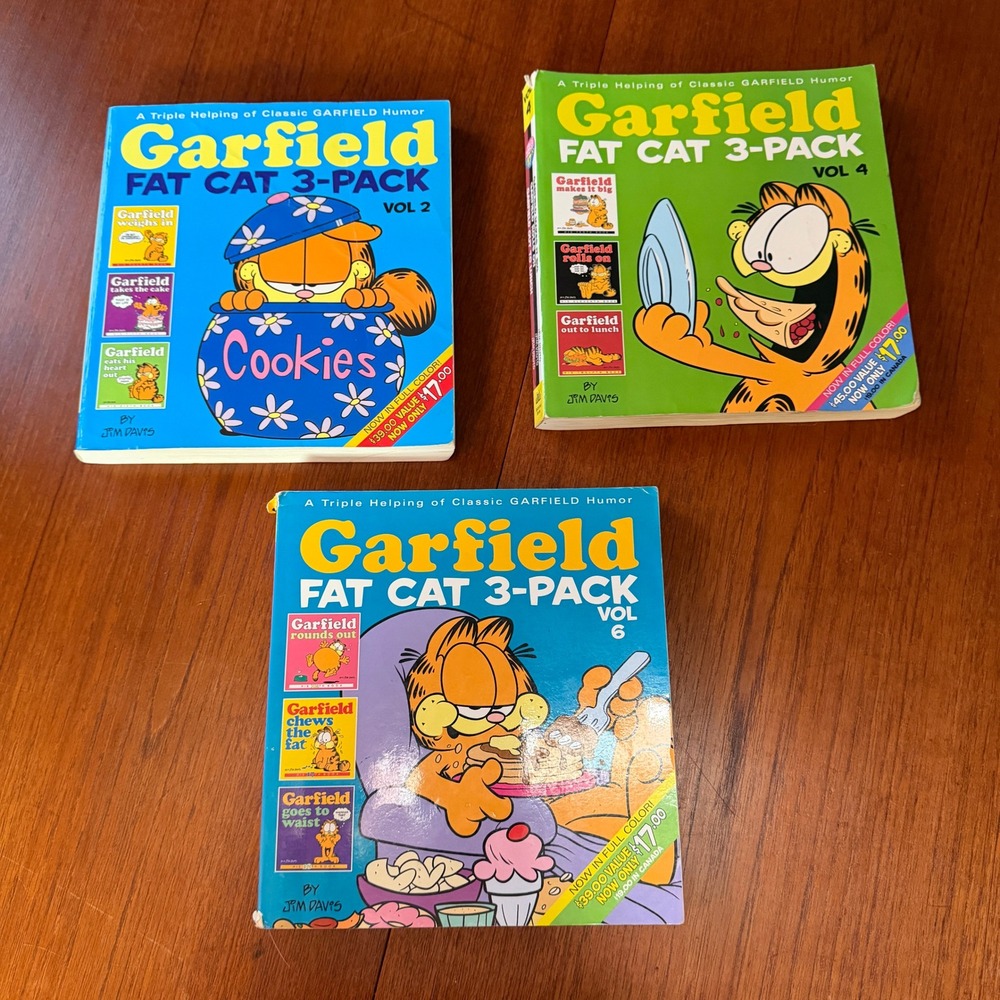 Garfield Fat Cat 3-Pack Vol 2 4 6 Book Lot Jim Davis Comic Strip Paperback